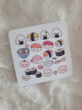 Planche de stickers sushi