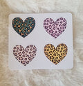 Mini planche de stickers coeurs léopard