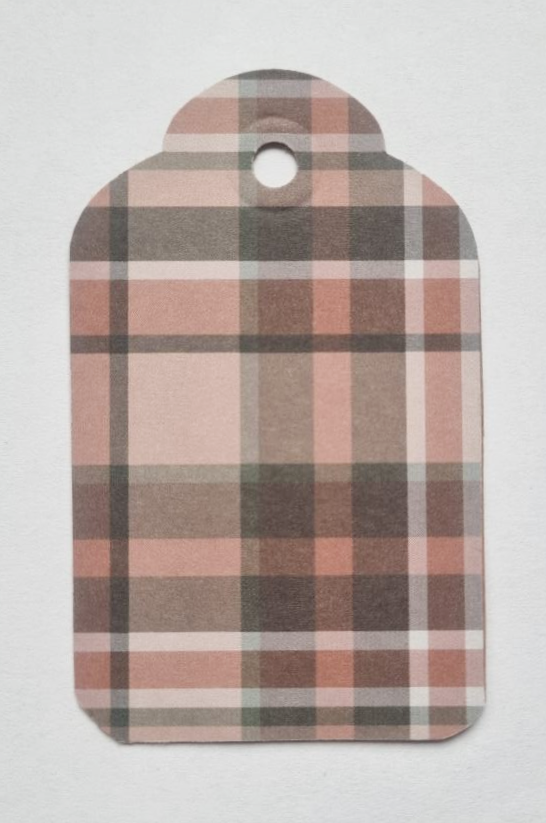 Embellissement étiquette quadrillée marron