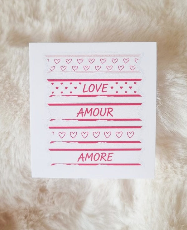 Mini planche de stickers washi tape Love