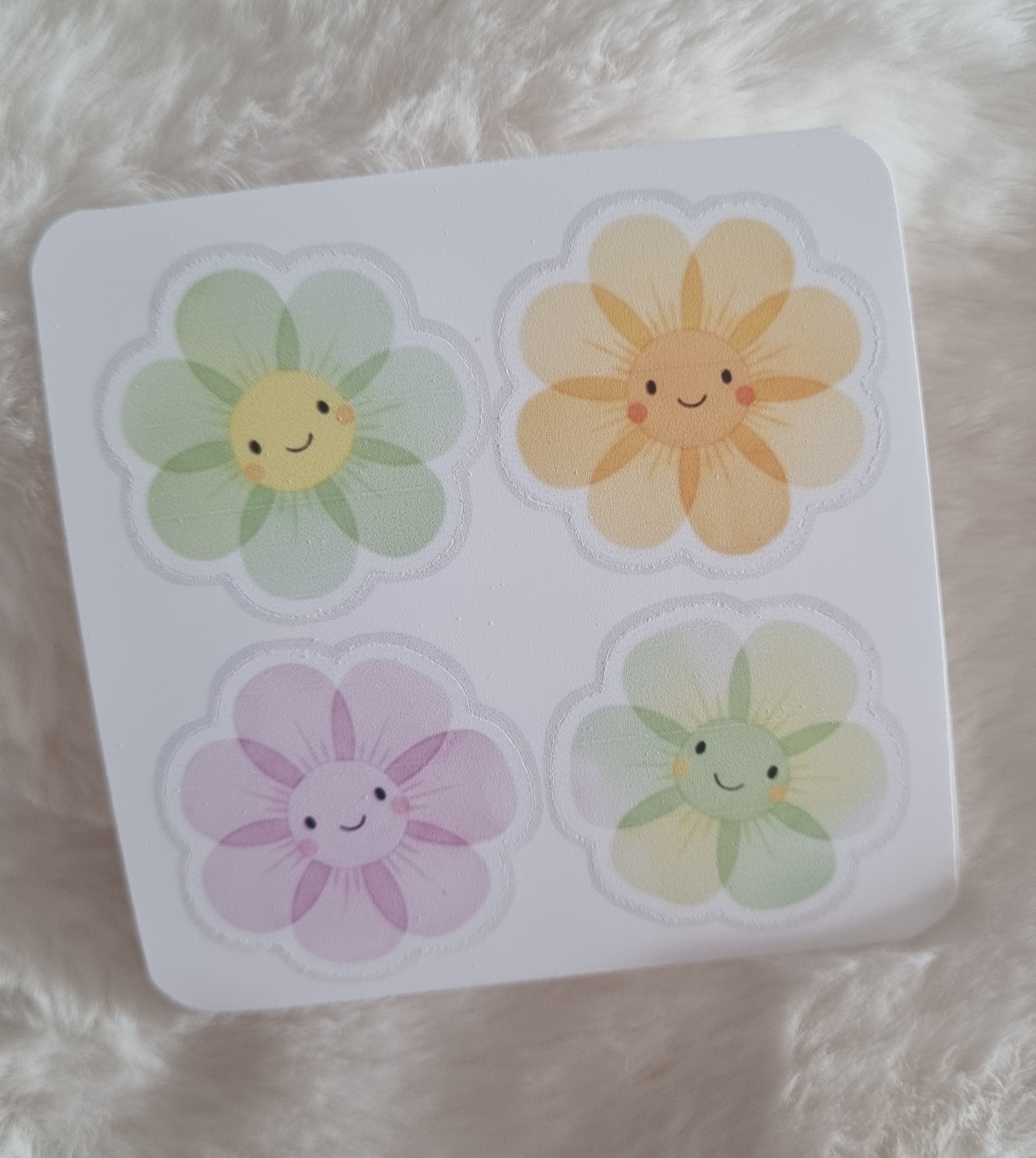 Planche de stickers fleurs vertes